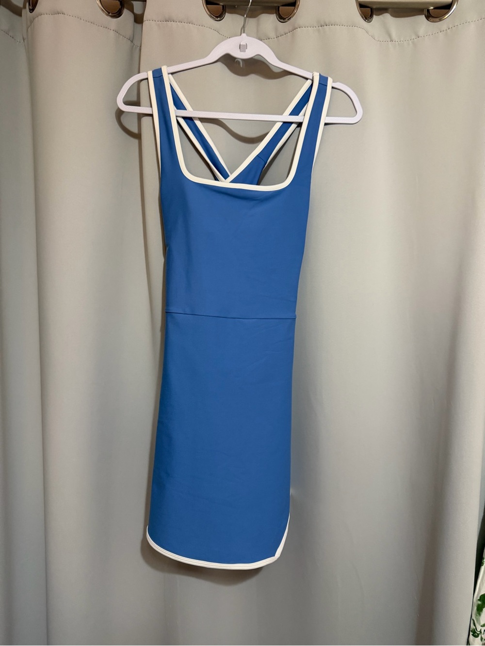 Abercrombie & Fitch Periwinkle Square-Neck Swim Dress with White Trim - Picture 4 of 7
